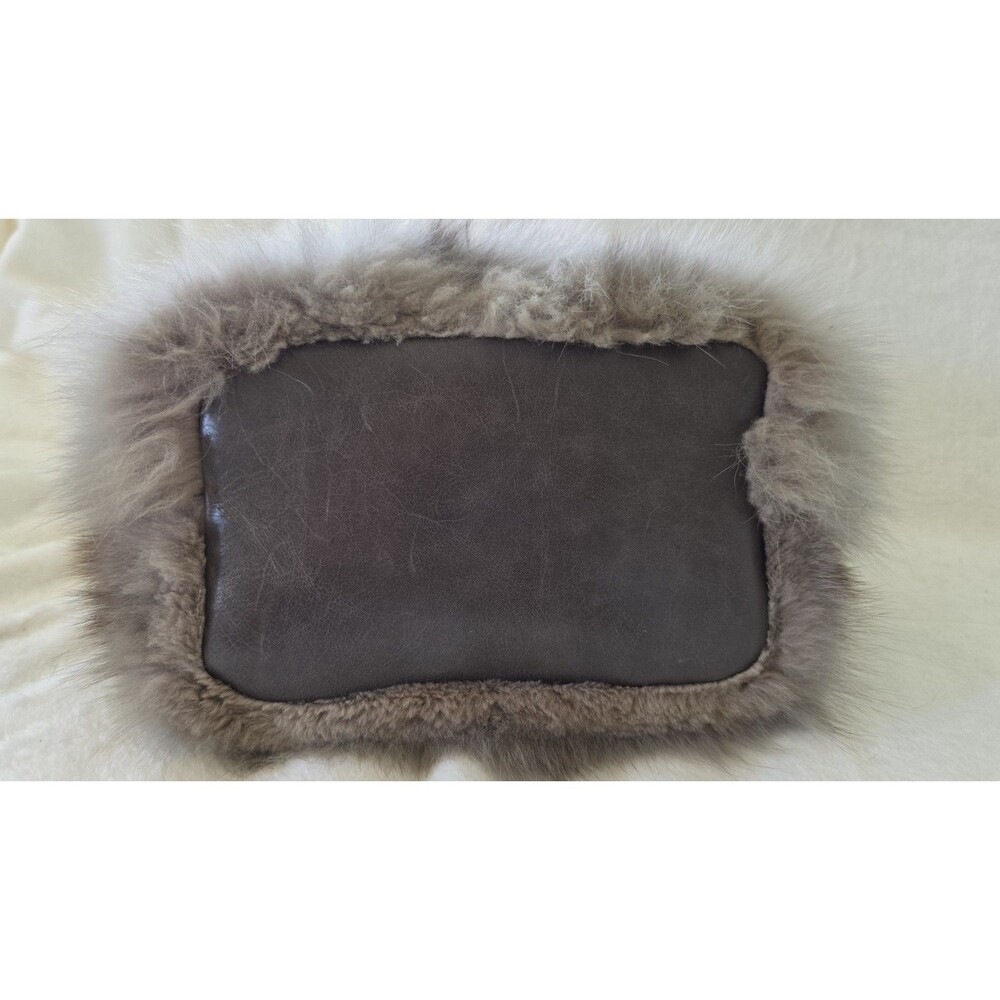 VTG Castellari Milano Italy Genuine Fox Fur Leather Handbag Gray Y2K Luxury - Picture 8 of 16